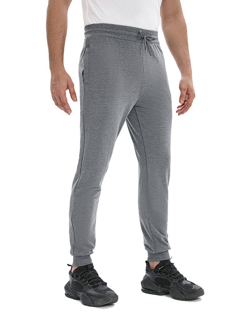 menaful Stretch-fit Running Track Joggers-Grey