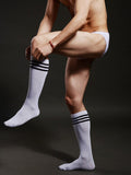 menaful Striped White Crew Sports Socks