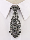 menaful tie Black Glass Diamond Metallic Diamond Studded Necktie