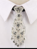 menaful tie White Glass Diamond Metallic Diamond Studded Necktie