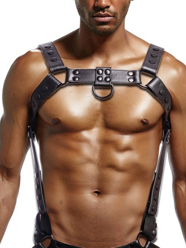 menaful Top Layer Cowhide Bulldog Harness