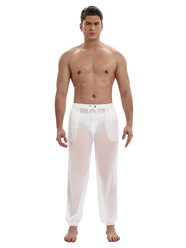 menaful Translucent Quick-dry Sport Pants - White