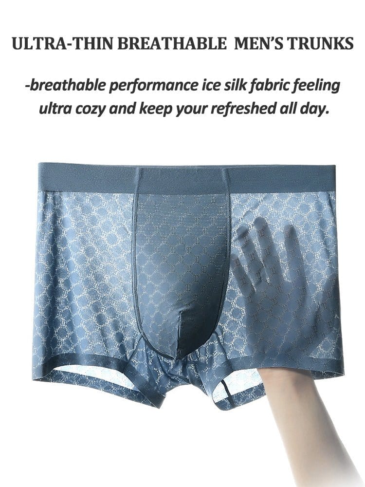 menaful Trunks 3 Pack Mens Ice Silk Underwear Soft Ultra-Thin Trunks