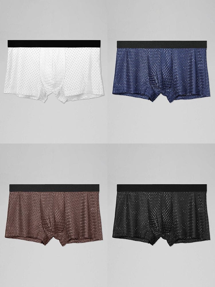 menaful Trunks 4 Pack Mesh Ice Silk Cool Fresh Men's Trunks