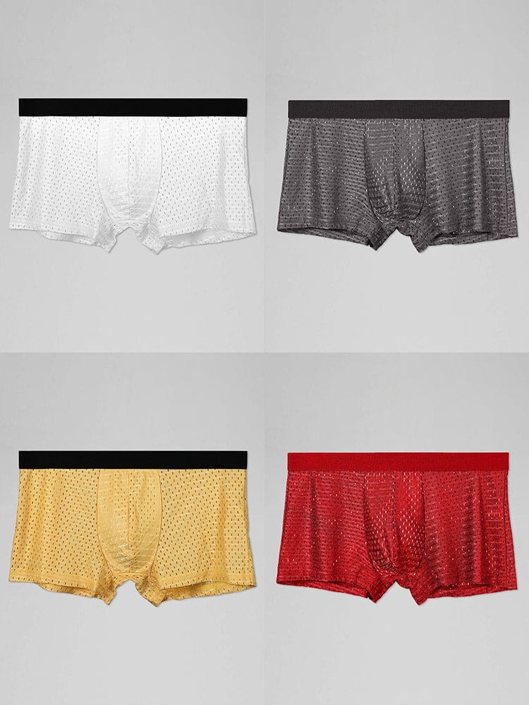 menaful Trunks 4 Pack Mesh Ice Silk Cool Fresh Men's Trunks