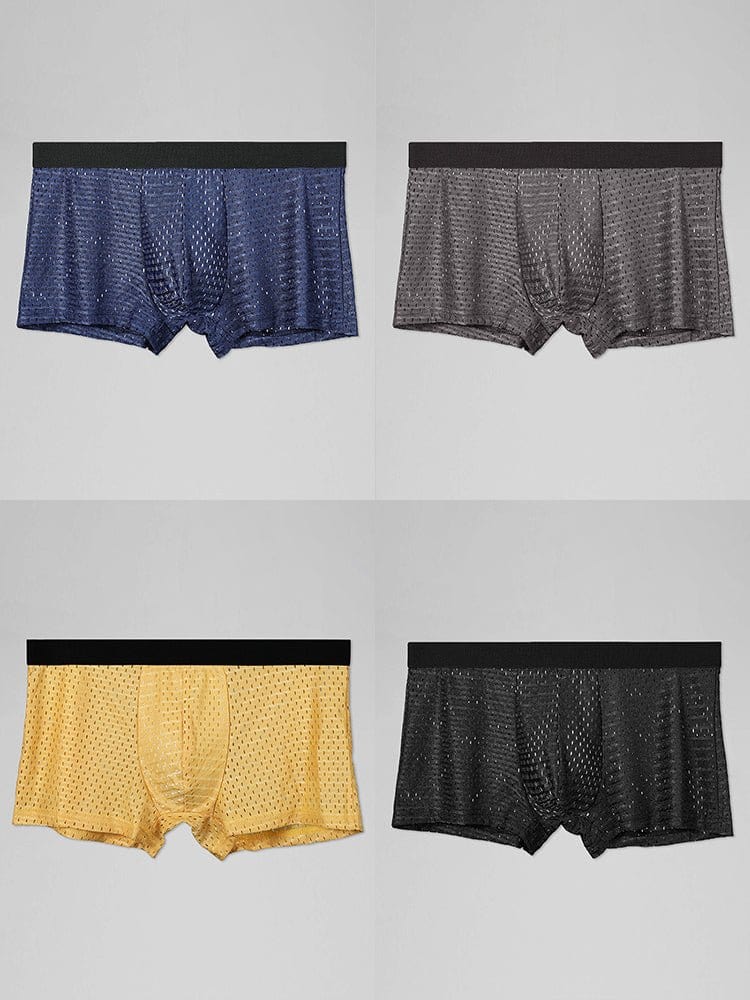 menaful Trunks 4 Pack Mesh Ice Silk Cool Fresh Men's Trunks