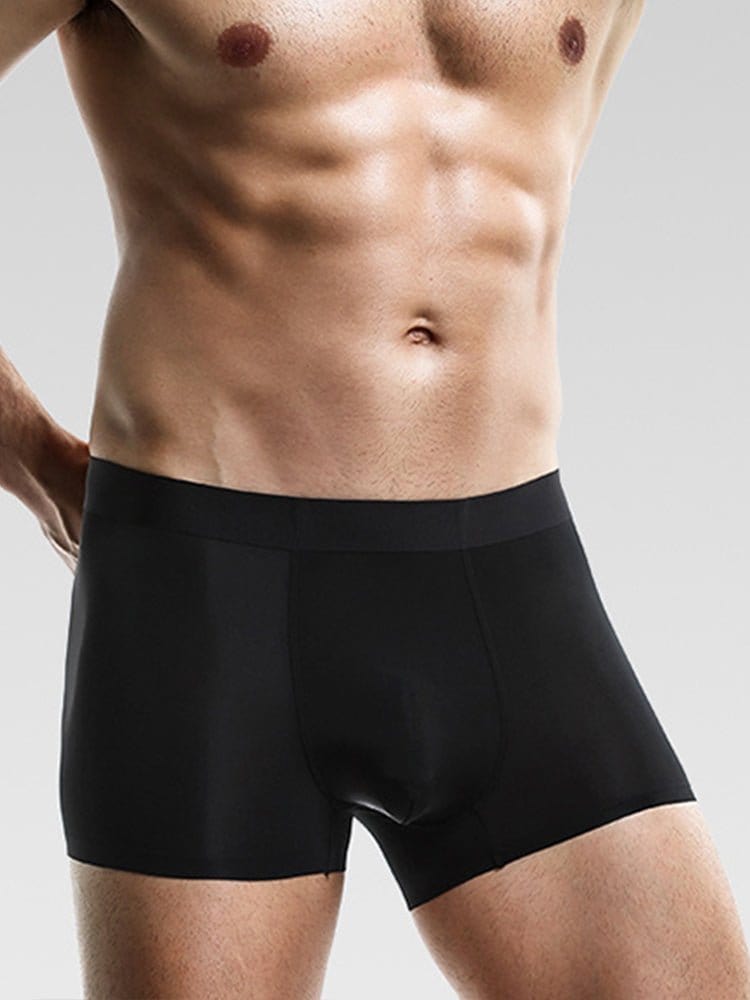 menaful Trunks Black*3 / XS 3 Pack Ice Silk Seamless Ultra-thin Men's Trunks