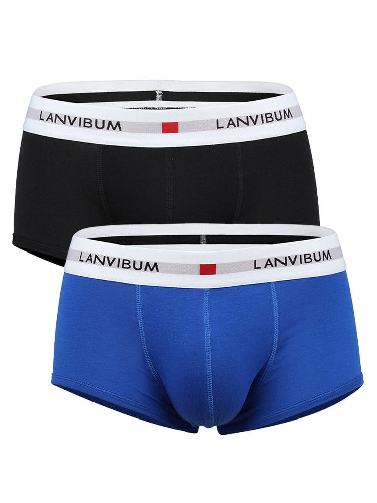 menaful Trunks Black*Blue / S 2 Pack Men's Breathable Big Pouch Trunks