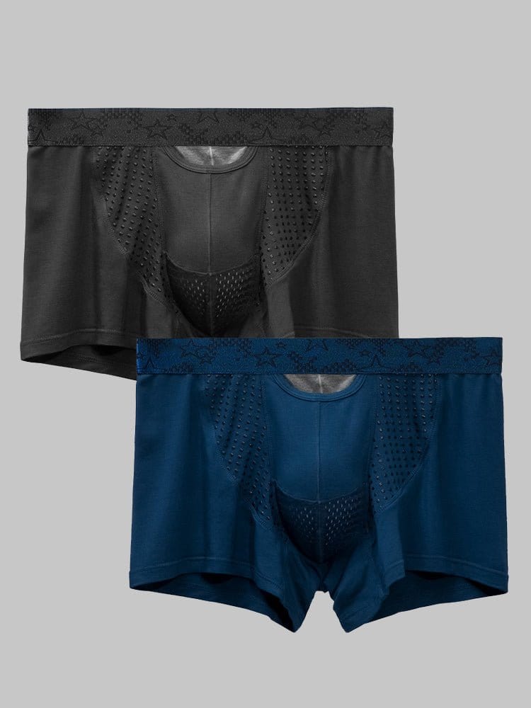 menaful Trunks Black*Blue / S 2 Pack Modal Dual Separate Pouch Trunks