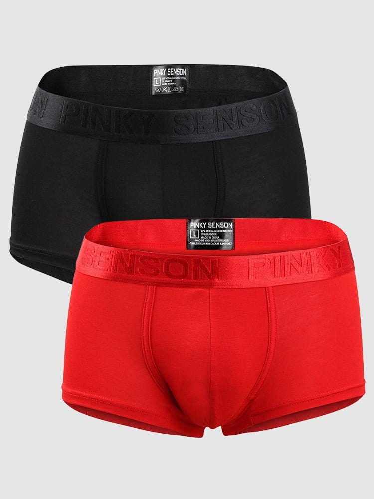 menaful Trunks Black*Red / S 2 Pack Men's U Convex Modal Breathable Trunks