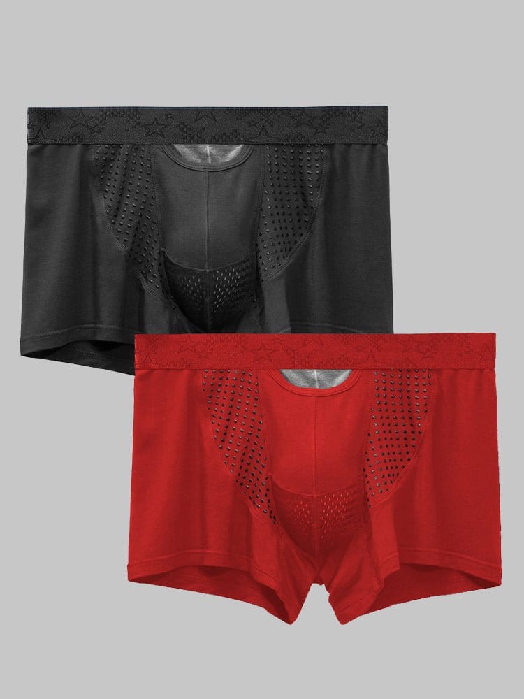 menaful Trunks Black*Red / S 2 Pack Modal Dual Separate Pouch Trunks