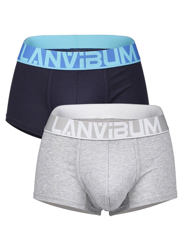 menaful Trunks Blue*Grey / S 2 Pack Men's Breathable Big Pouch Trunks