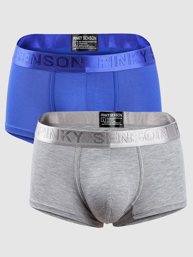 menaful Trunks Blue*Grey / S 2 Pack Men's U Convex Modal Breathable Trunks