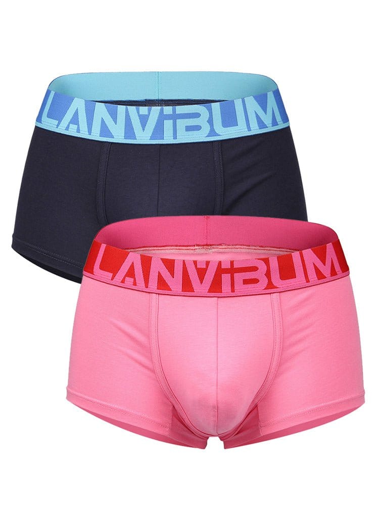 menaful Trunks Blue*Pink / S 2 Pack Men's Breathable Big Pouch Trunks