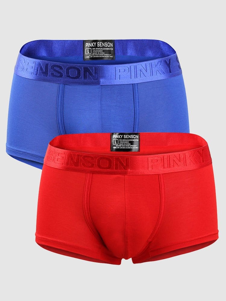 menaful Trunks Blue*Red / S 2 Pack Men's U Convex Modal Breathable Trunks