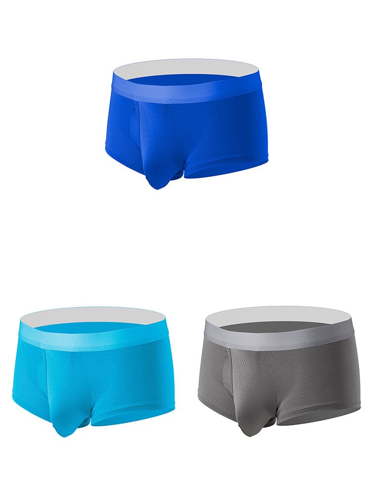 menaful Trunks Blue*Sky Blue*Grey / XS Men’s 3 Pack Fly Big Pouch Breathable Trunks