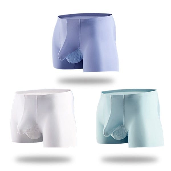 menaful Trunks Blue*White*Green / S 3 Pack Separate Support Pouch Boxer Briefs