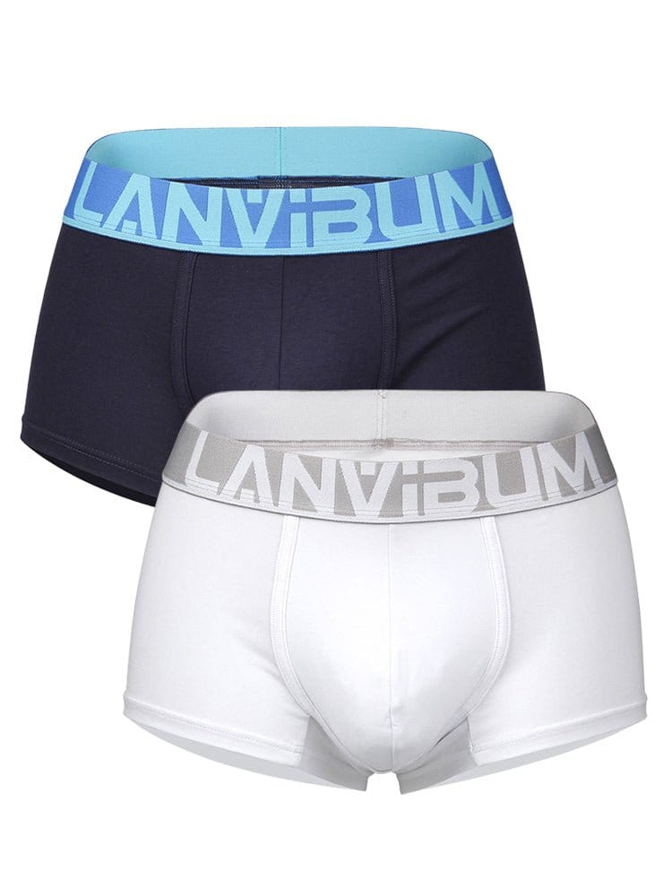 menaful Trunks Blue*White / S 2 Pack Men's Breathable Big Pouch Trunks