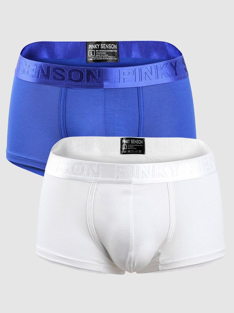 menaful Trunks Blue*White / S 2 Pack Men's U Convex Modal Breathable Trunks