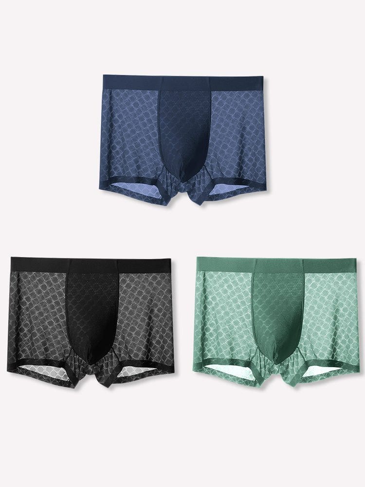 menaful Trunks Color 3 / L 3 Pack Mens Ice Silk Underwear Soft Ultra-Thin Trunks