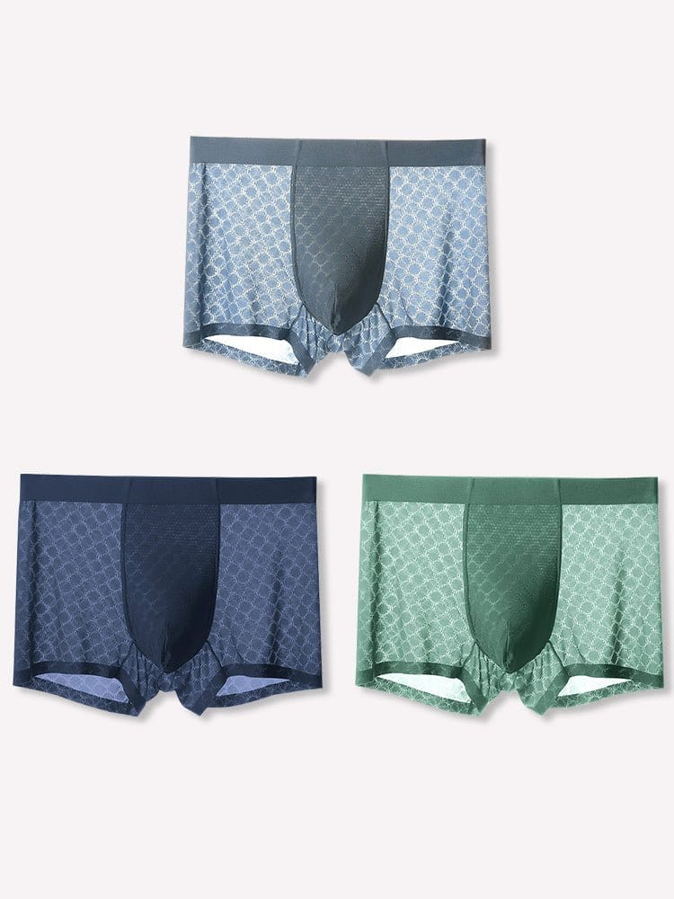 menaful Trunks Color 4 / L 3 Pack Mens Ice Silk Underwear Soft Ultra-Thin Trunks