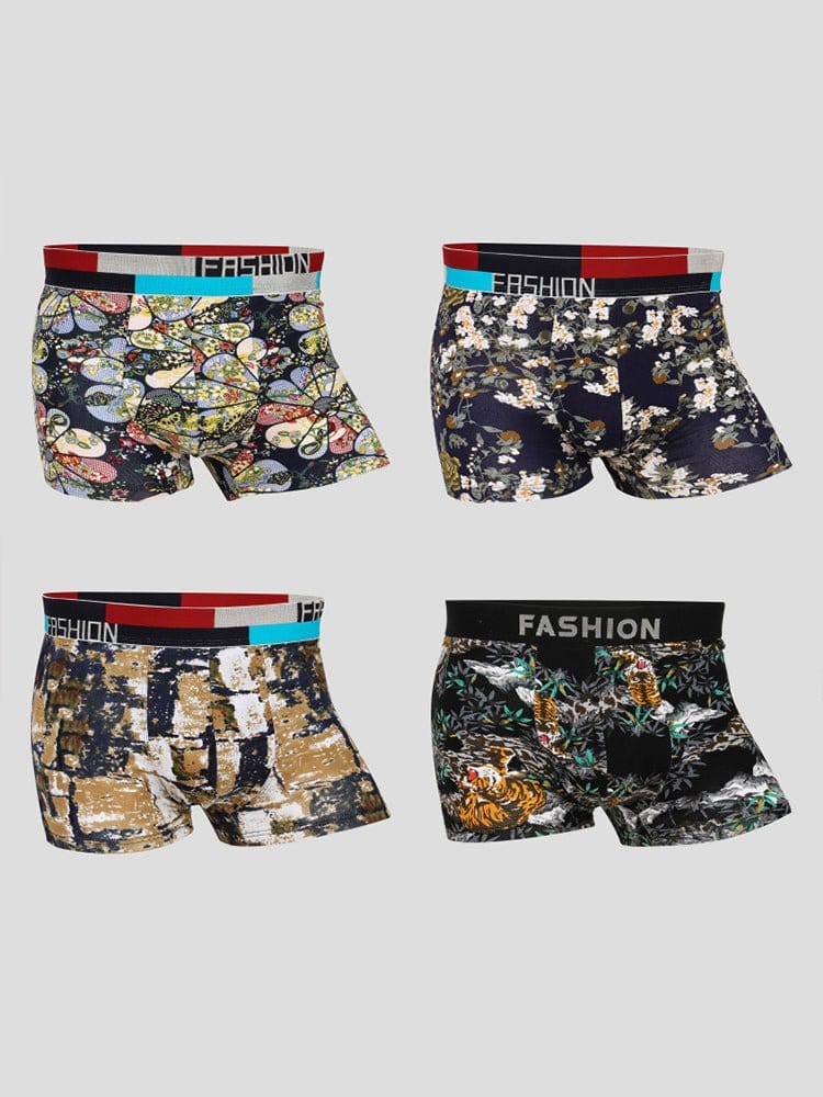 menaful Trunks Color1 / S 4 Pack Men’s Large Pouch Fashion Cotton Trunks