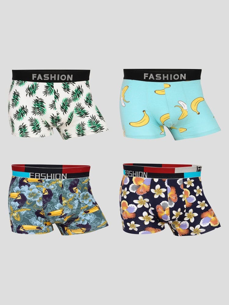 menaful Trunks Color2 / S 4 Pack Men’s Large Pouch Fashion Cotton Trunks