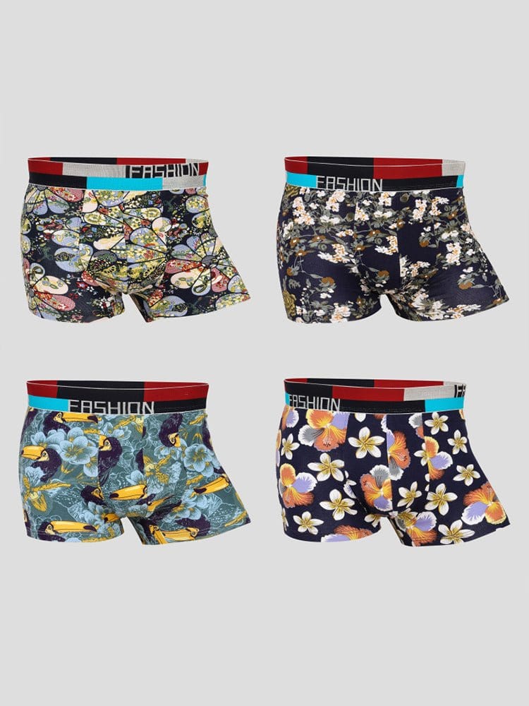 menaful Trunks Color3 / S 4 Pack Men’s Large Pouch Fashion Cotton Trunks