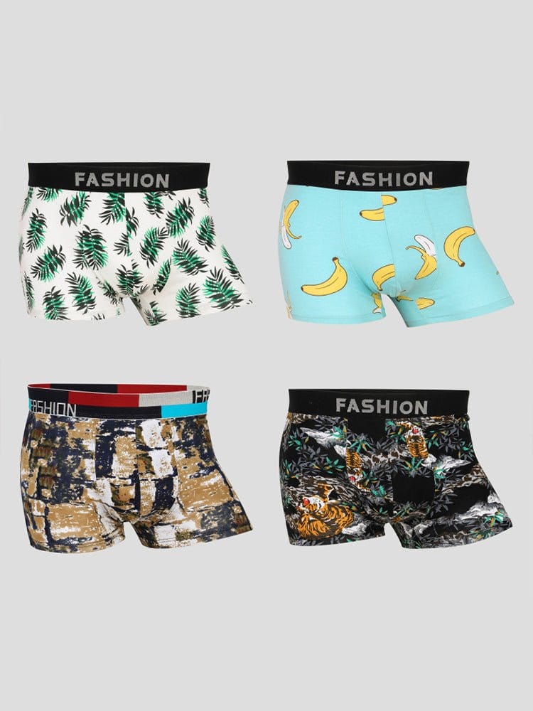 menaful Trunks Color4 / S 4 Pack Men’s Large Pouch Fashion Cotton Trunks