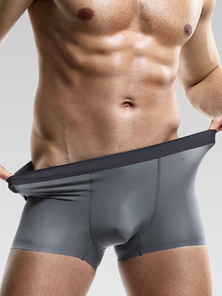 menaful Trunks Grey*3 / XS 3 Pack Ice Silk Seamless Ultra-thin Men's Trunks