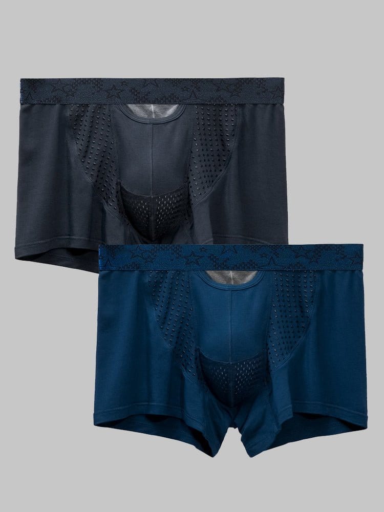 menaful Trunks Grey*Blue / S 2 Pack Modal Dual Separate Pouch Trunks