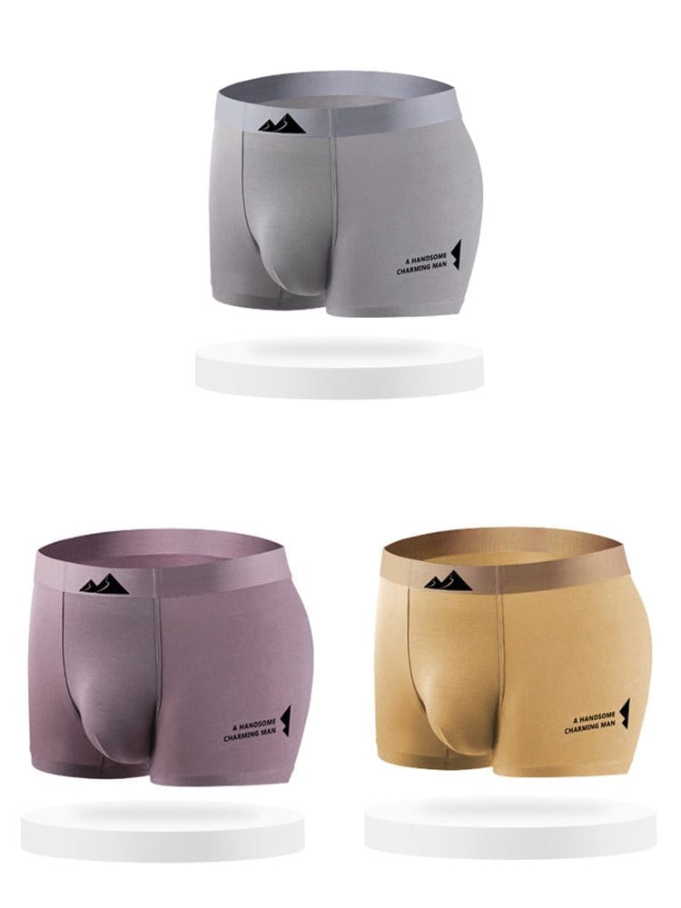 menaful Trunks Grey*Khaki*Yellow / S 3 Pack Men's Breathable Modal Trunks Underwear