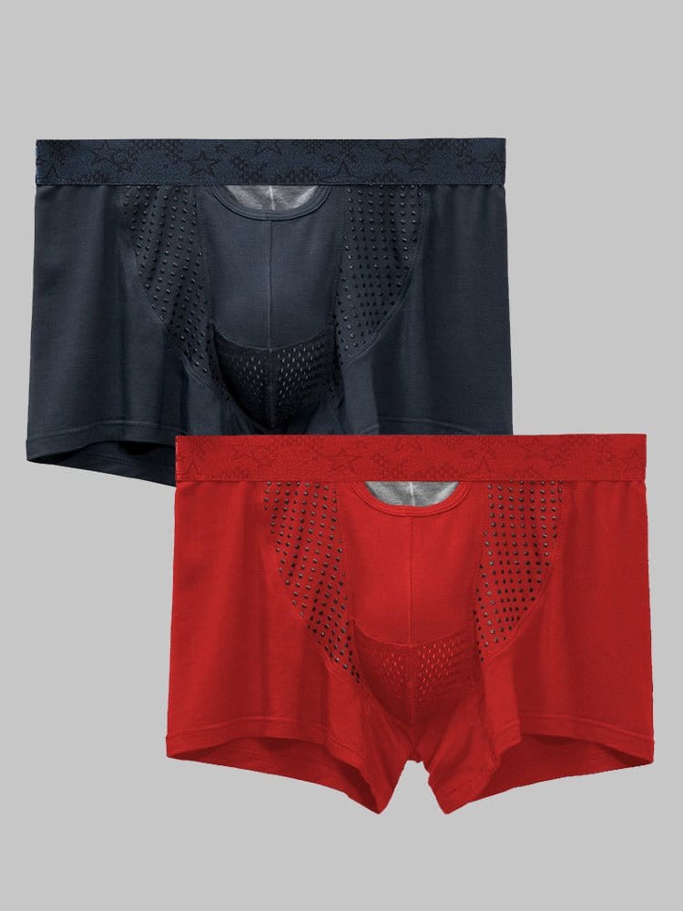 menaful Trunks Grey*Red / S 2 Pack Modal Dual Separate Pouch Trunks