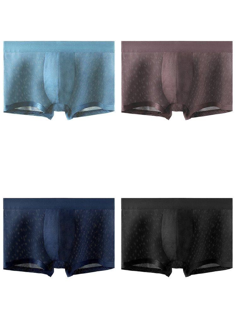 menaful Trunks Light Blue*Brown*Dark Blue*Black / S 4 Pack Men's Thin Ultra Breathable Mesh Trunks