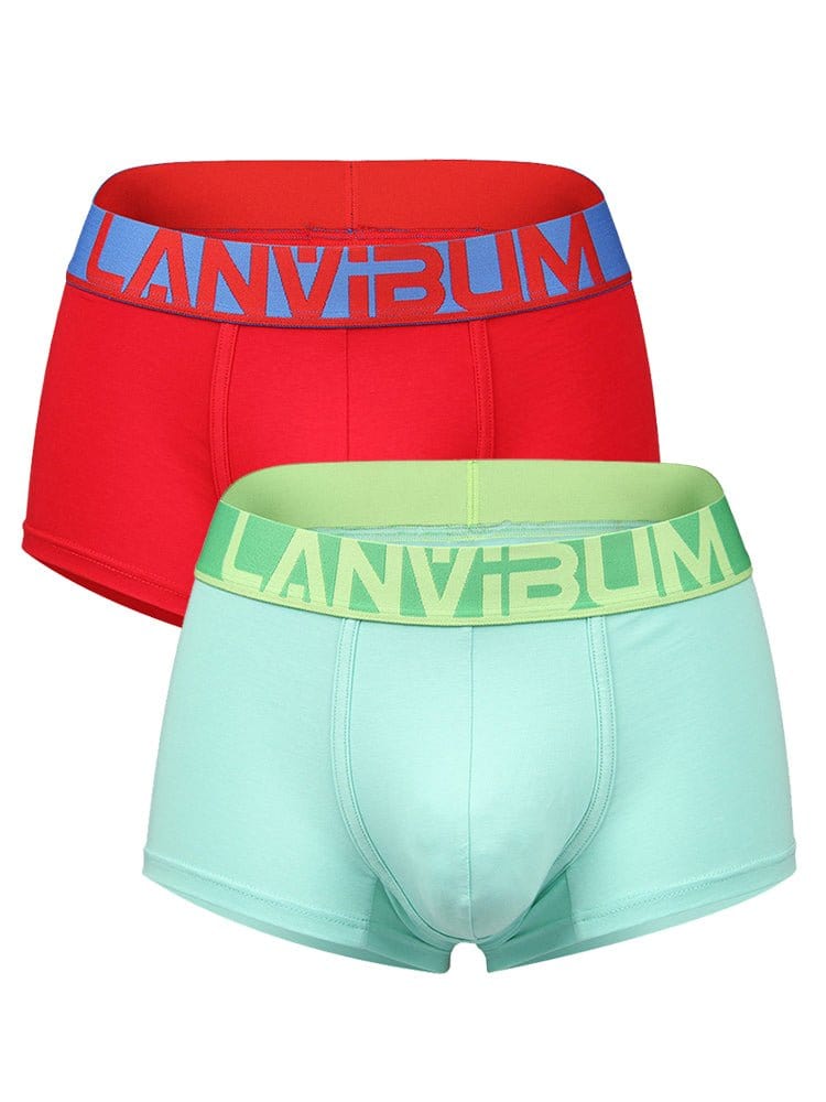 menaful Trunks Red*Green / S 2 Pack Men's Breathable Big Pouch Trunks