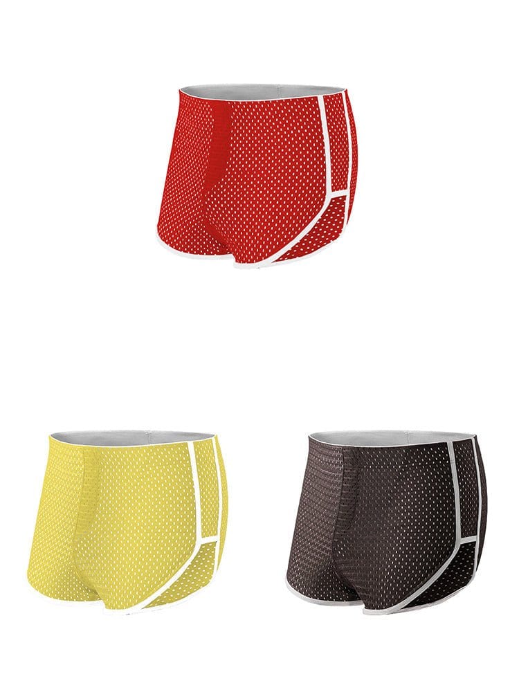 menaful Trunks Red*Yellow*Brown / S 3 PACK Big Pouch Support Breathable Trunks Pajamas