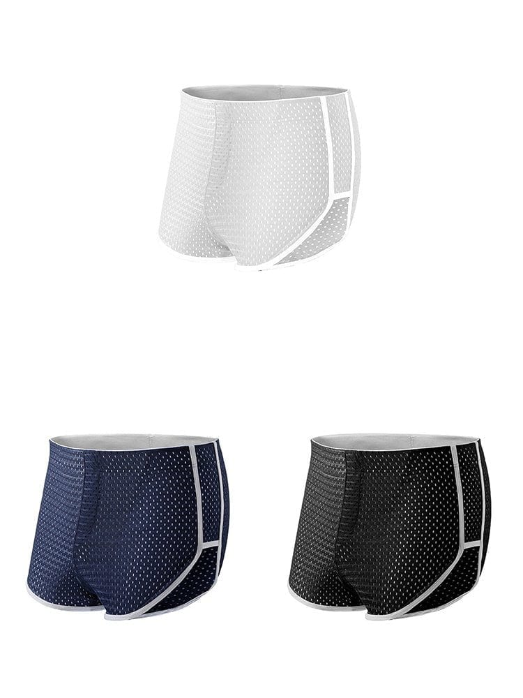 menaful Trunks White*Blue*Black / S 3 PACK Big Pouch Support Breathable Trunks Pajamas