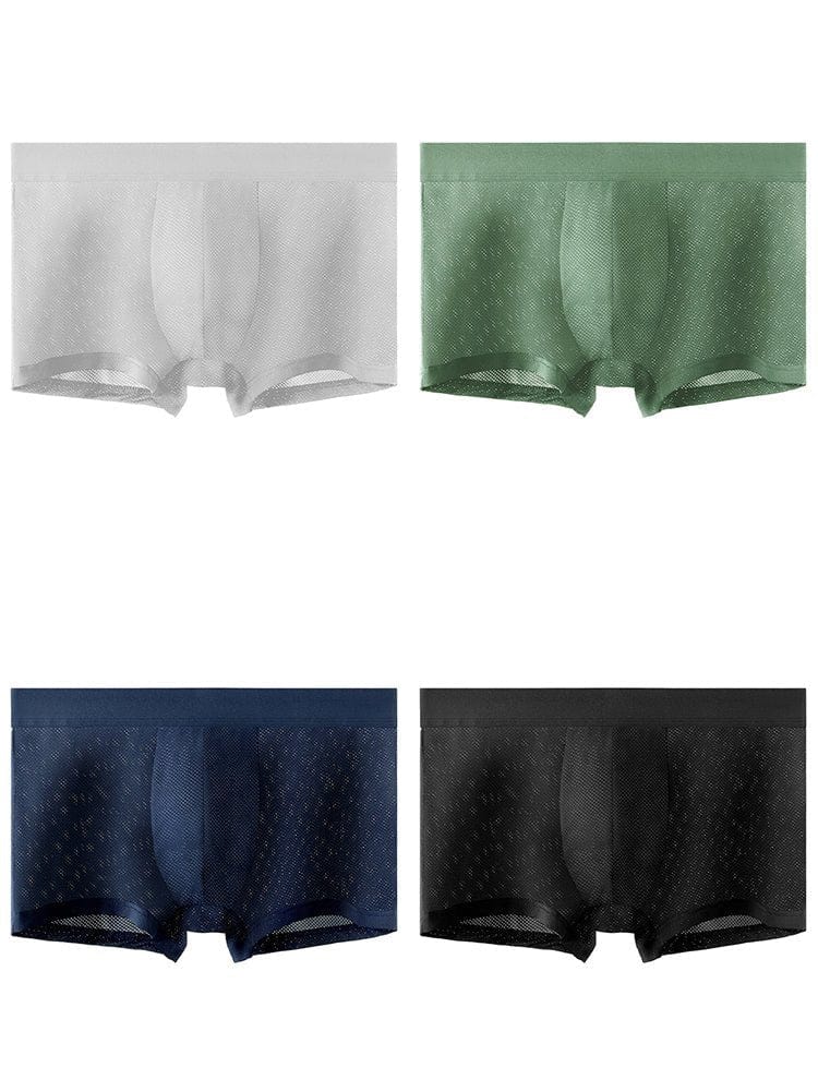 menaful Trunks White*Light Green*Dark Blue*Black / S 4 Pack Men's Thin Ultra Breathable Mesh Trunks