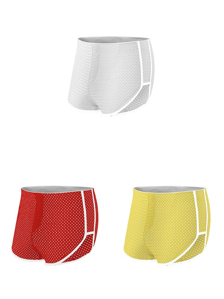 menaful Trunks White*Red*Yellow / S 3 PACK Big Pouch Support Breathable Trunks Pajamas