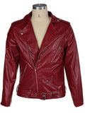 menaful Turtleneck Paneled PU Leather Biker Jacket