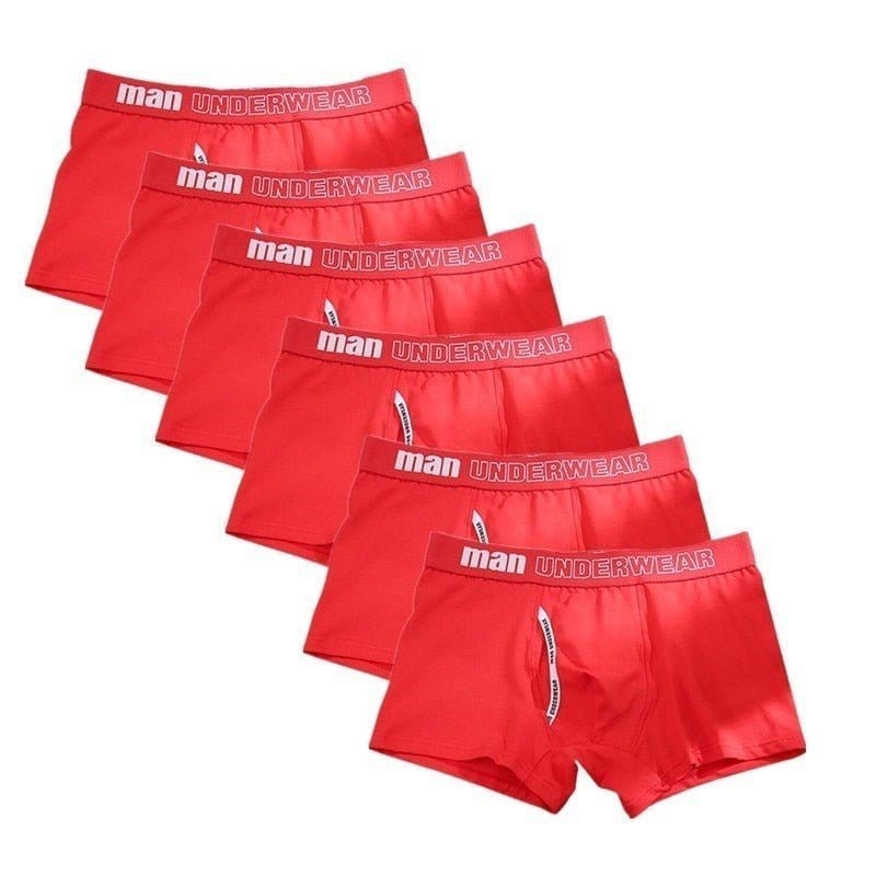 Menaful™ underwear All Red / XS (25-29) Man Basic Accent Boxer Brief 6-Pack