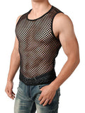 menaful vest Sexy Hollow Grid Sleeveless Men's Tank Top