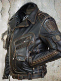 menaful Vintage Leather Retro Biker Jacket