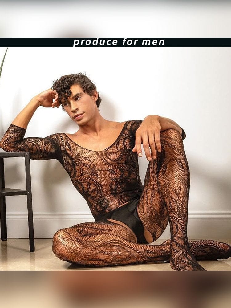 menaful Vintage Men's Elastic Pantyhose Bodysuit