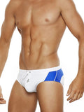 menaful White+Blue / M Summer Colorblock Fashion Swim Briefs