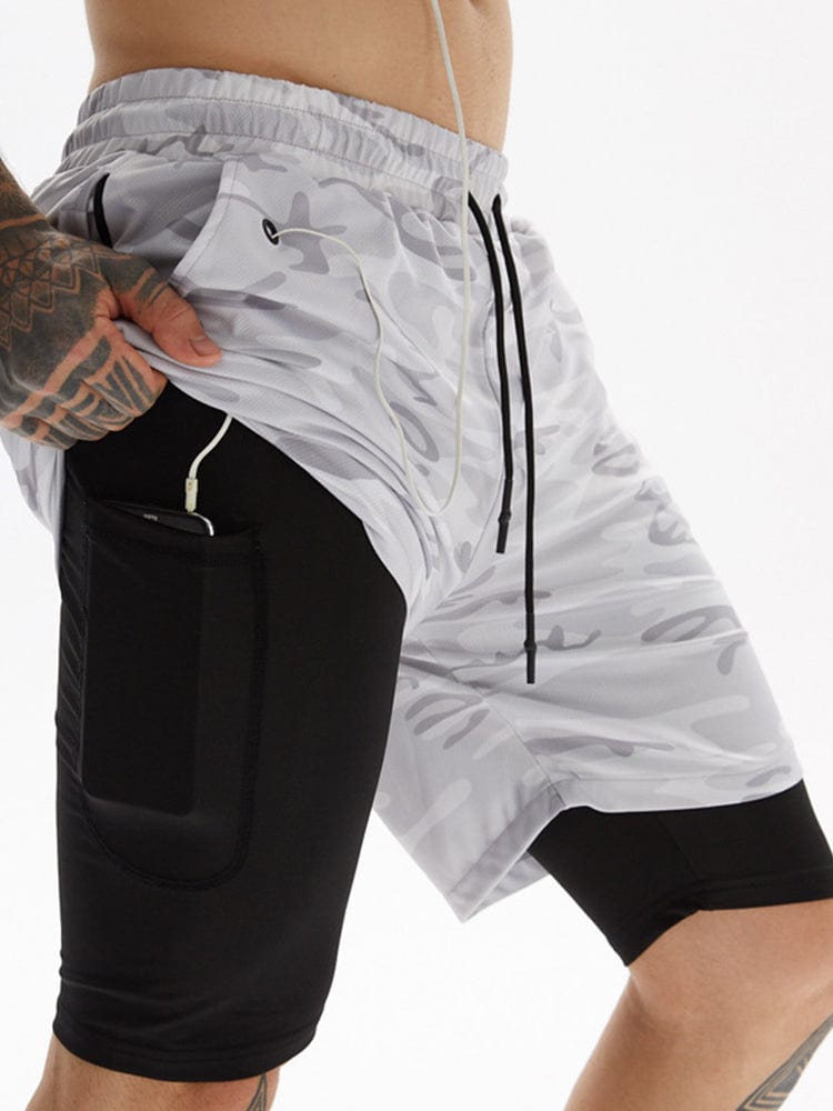 menaful White Camouflage / M Trendy Quick-drying Casual Sports Shorts