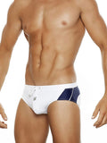 menaful White+Dark Blue / M Summer Colorblock Fashion Swim Briefs