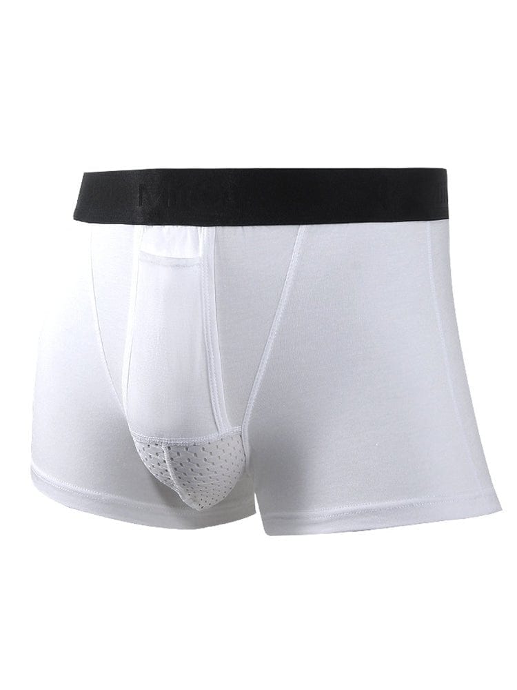 menaful White / L Men's Capsule Mesh Midriff Dual Pouch Trunks