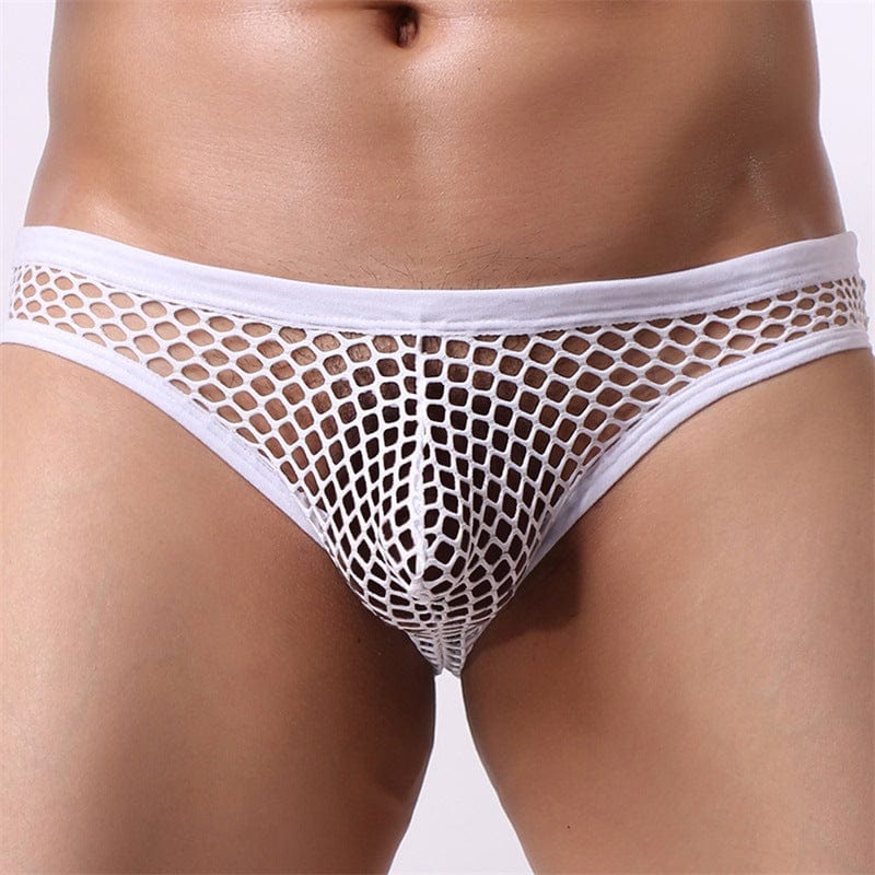 Menaful™ white / M(70-84cm) Men's Low-Rise Sheer Large Mesh Breathable Briefs