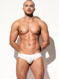 menaful White / M Briefs with Bulge Pouch- Brown